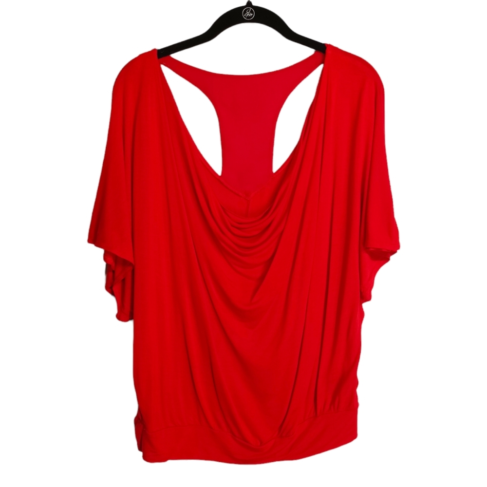 EXPRESS Racerback Cowl Neck Short Sleeve Red Top Large